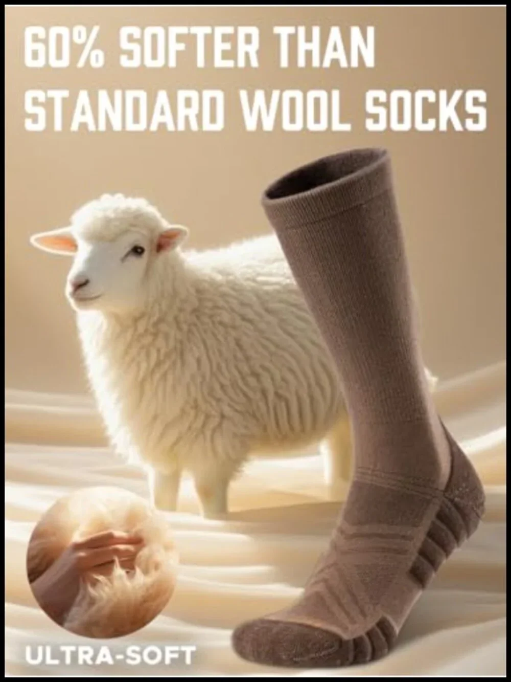 Merino Wool Men's Work Boot Socks Cushioned Moisture-Wicking Compression Crew